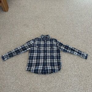 American Eagle Outfitters Navy and White Plaid Shirt